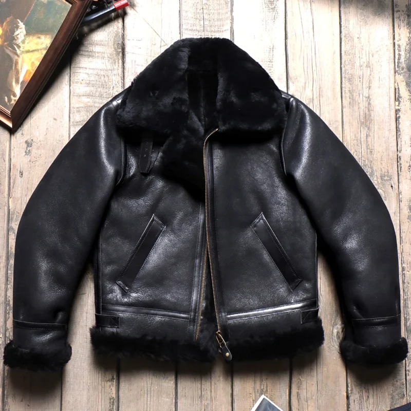 Premium Sheepskin B3 Flight Jacket with Shearling Collar for Men - Image 8