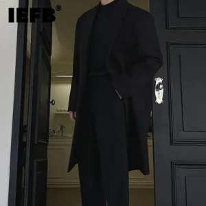 Classic Wool Single Breasted Lapel Coat for Men