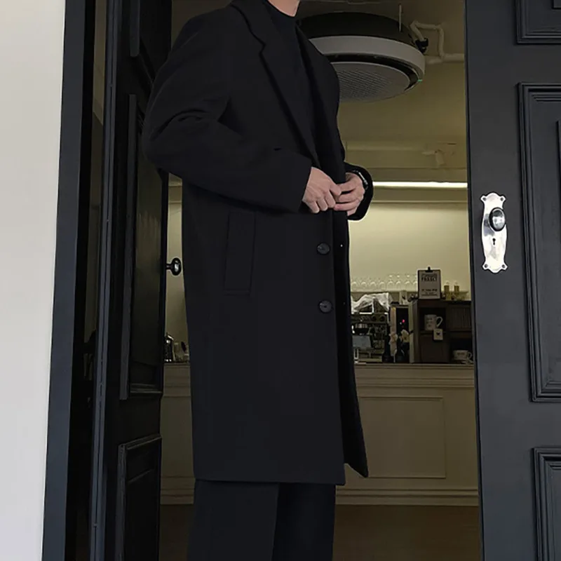 Modern smart casual styling of a classic wool overcoat