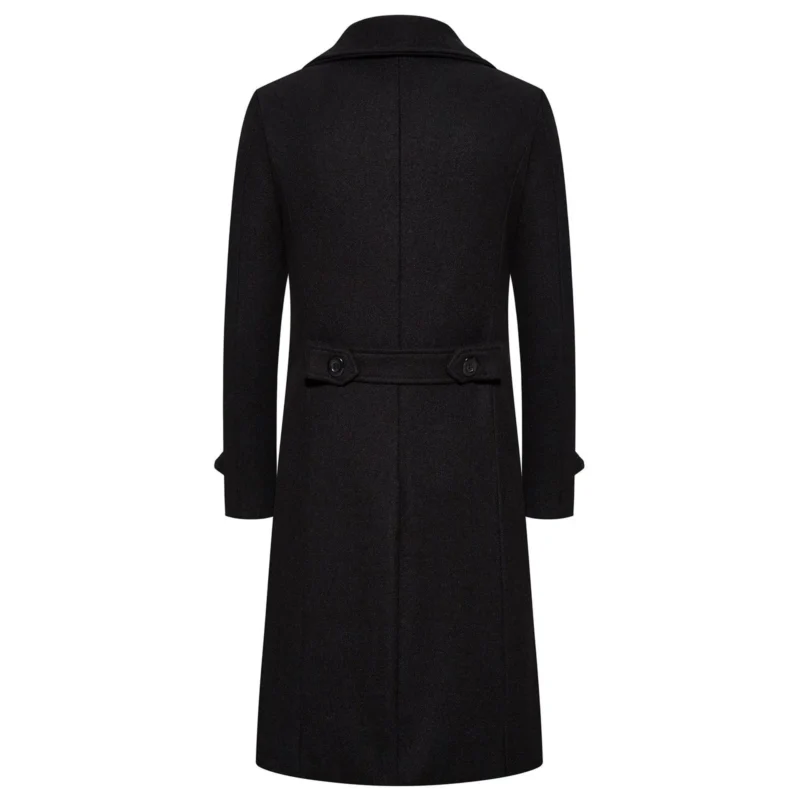Classic Double-Breasted Wool Blend Long Coat for Men - Image 5
