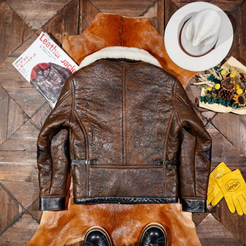 Premium Sheepskin Aviator Jacket with Shearling Lining for Men - Image 2