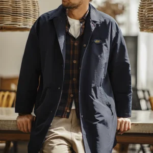Men's Vintage Balmacaan Waterproof Trench Coat with Classic Collar