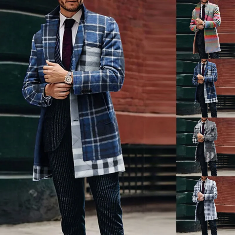 Classic Wool Blend Single Breasted Overcoat for Men - Image 5
