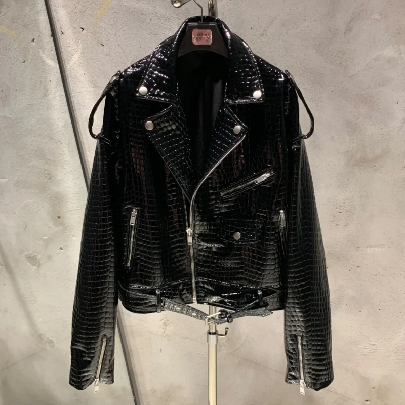 Premium Sheepskin Leather Biker Jacket with Turn-down Collar for Men - Image 3