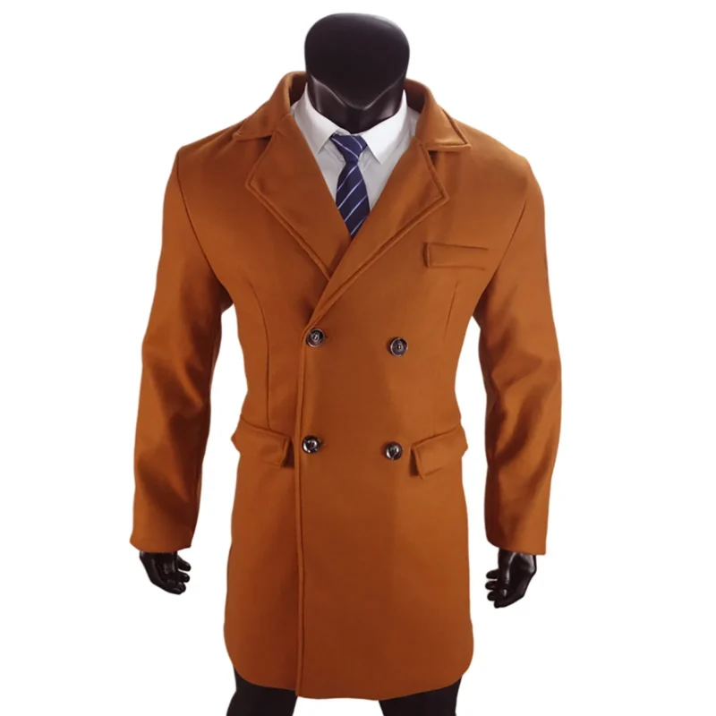Classic Men's Double Breasted Trench Coat with Detachable Hood - Image 5