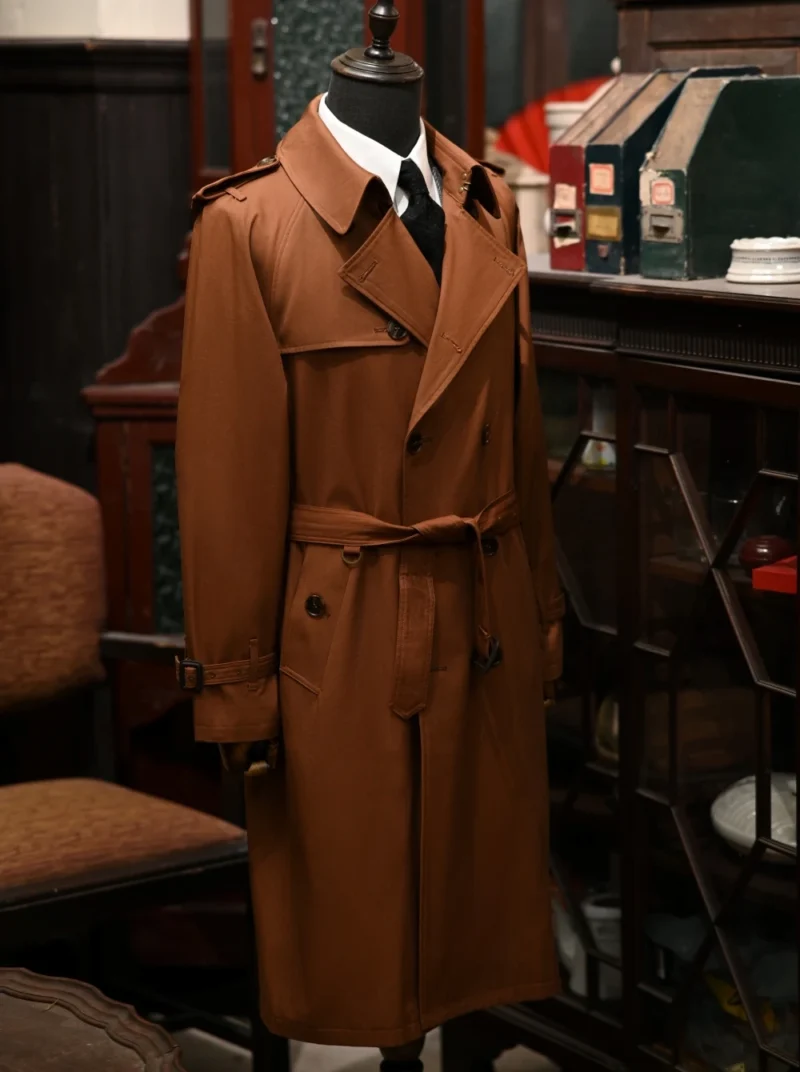 Classic Double Breasted Extra Long Trench Coat for Men - Image 10