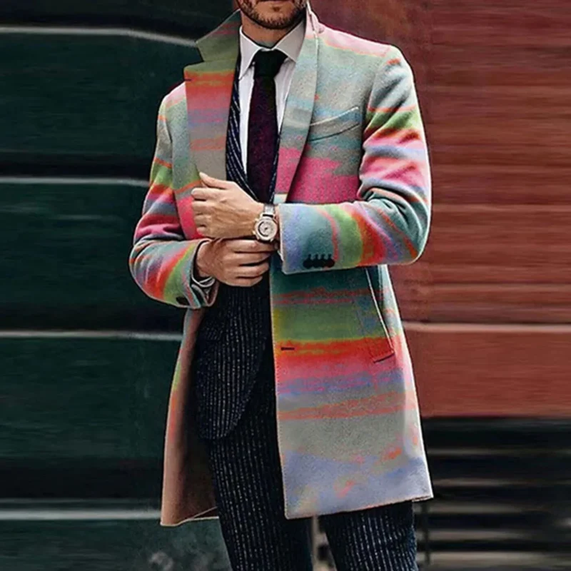 Classic Wool Blend Single Breasted Overcoat for Men - Image 3