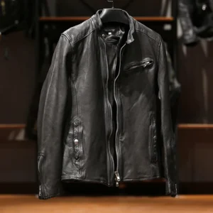Premium Sheepskin Slim Fit Leather Jacket with Vintage Style for Men