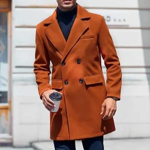 Classic Men's Double Breasted Trench Coat with Detachable Hood