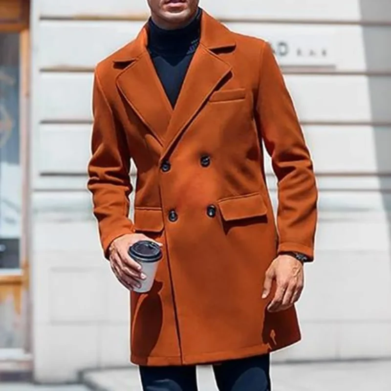 Classic Men's Double Breasted Trench Coat with Detachable Hood