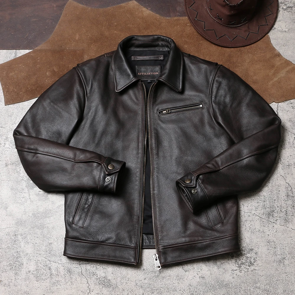Mens Brown Leather Coat