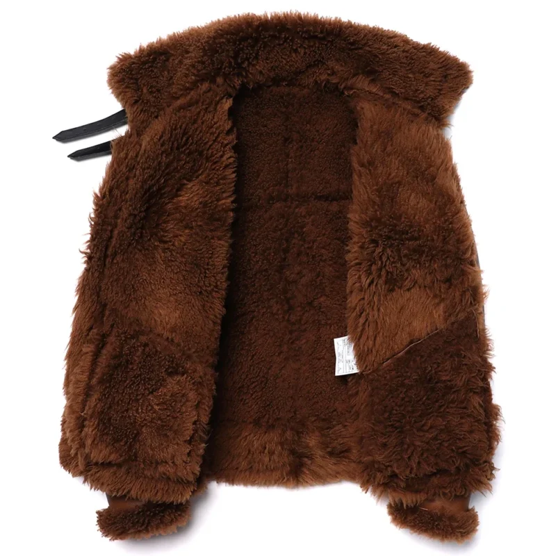 Premium Sheepskin Shearling Flight Jacket with Wool Lining for Men - Image 4