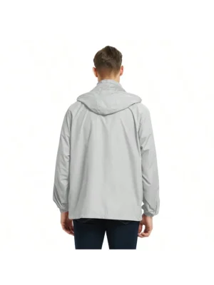 Men's Lightweight Waterproof Hooded Windbreaker Jacket with Zipper