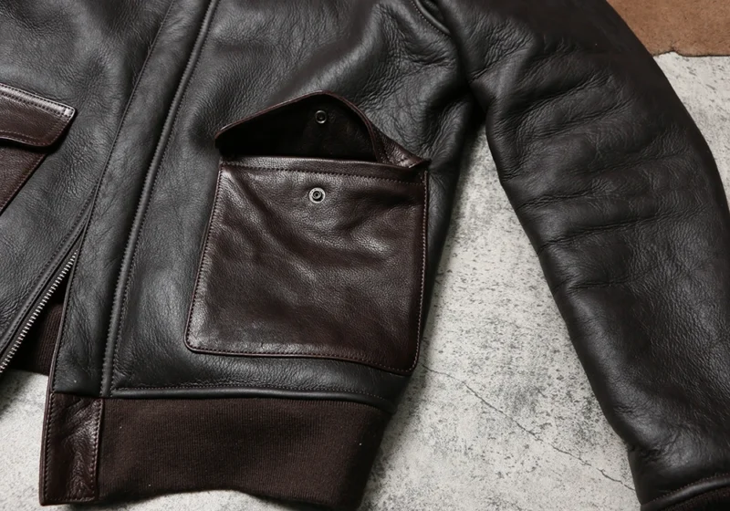 Men's Classic A2 Pilot Shearling Leather Jacket with Sheepskin Fur Lining - Image 5