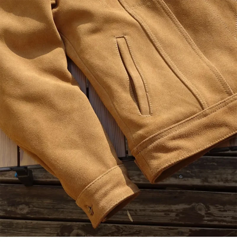 Premium Suede Shearling Lined Winter Leather Jacket for Men - Image 6
