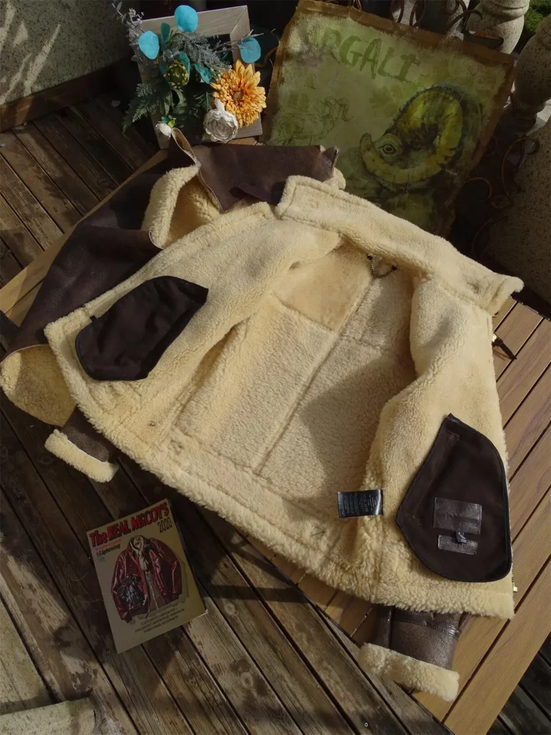 Premium Sheepskin B6 Pilot Jacket with Genuine Fur for Men - Image 6