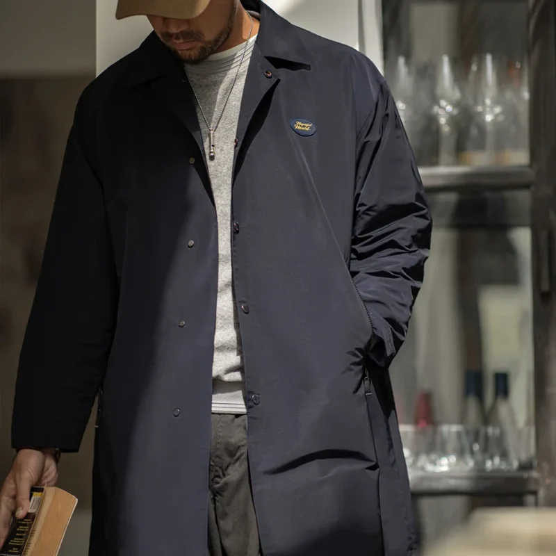 Men's Vintage Balmacaan Waterproof Trench Coat with Classic Collar - Image 2
