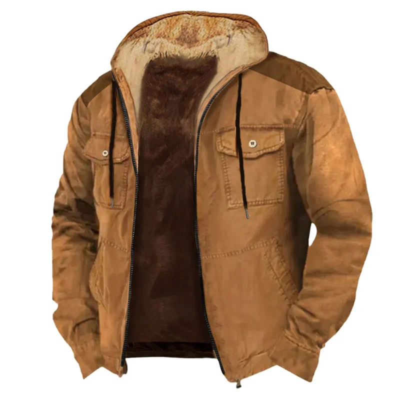 Men's Detachable Hood All-Weather Slim Jacket with Pockets - Image 3