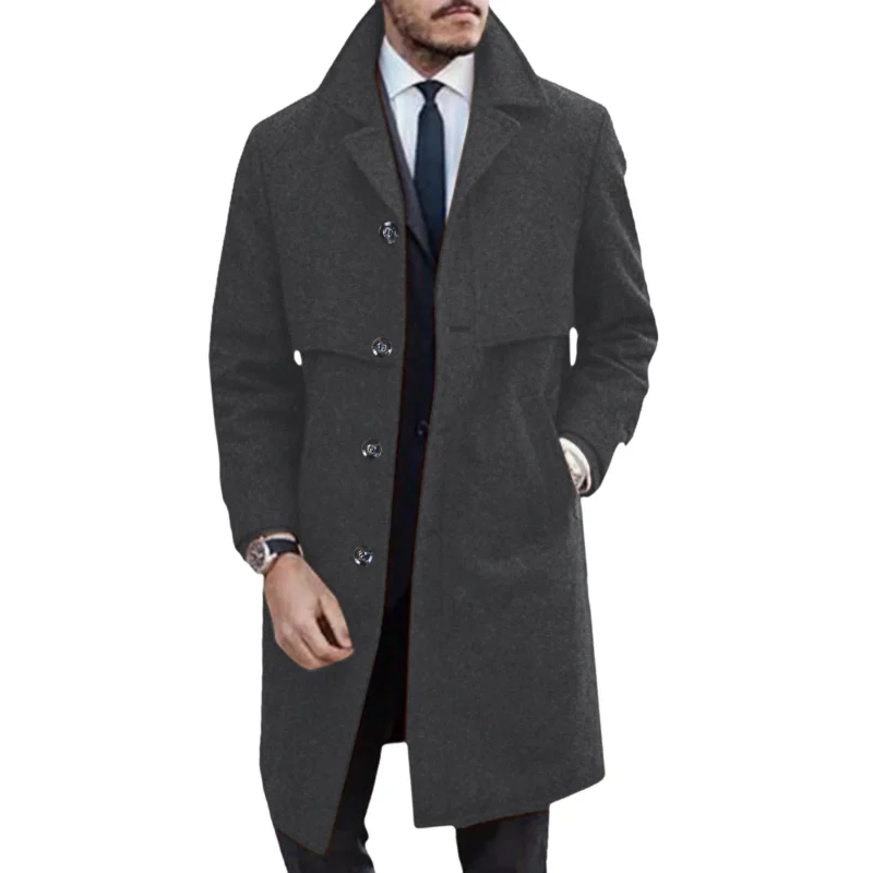 Classic Men's Winter Trench Coat with Detachable Hood - Image 3