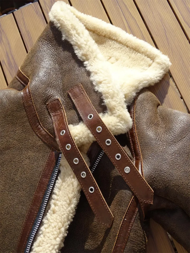 Men's Classic Shearling B3 Bomber Jacket with Real Fur Lining - Image 5