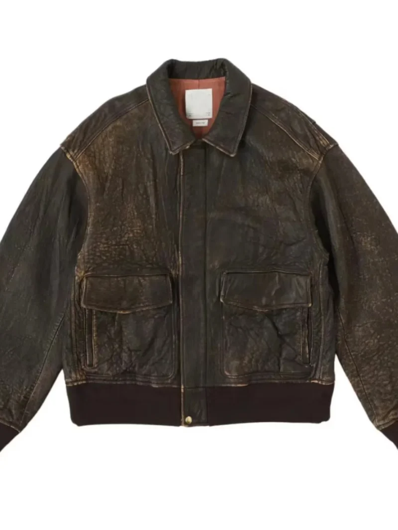Vintage A2 Sheepskin Flight Leather Jacket for Men - Image 5