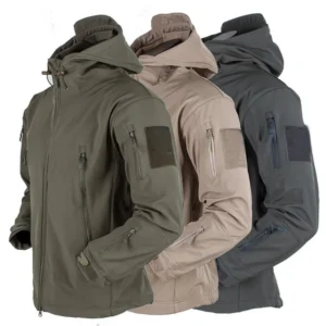 Men's Tactical Soft Shell Hooded Jacket - Windproof Waterproof Outdoor Coat