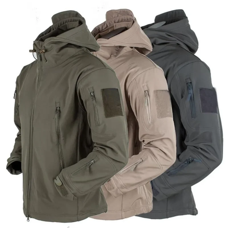 Men's Tactical Soft Shell Hooded Jacket - Windproof Waterproof Outdoor Coat