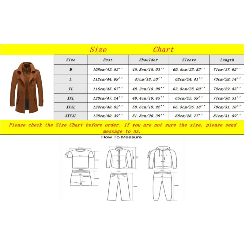 Men's Layered Turtleneck Wool-Blend Trench Coat with Zipper - Image 3