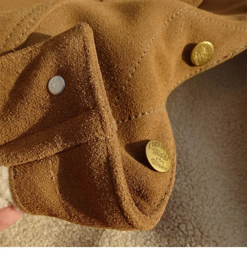 Premium Suede Shearling Lined Winter Leather Jacket for Men - Image 5
