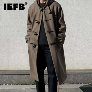 Premium Wool Toggle Button Duffle Coat with Hood for Men