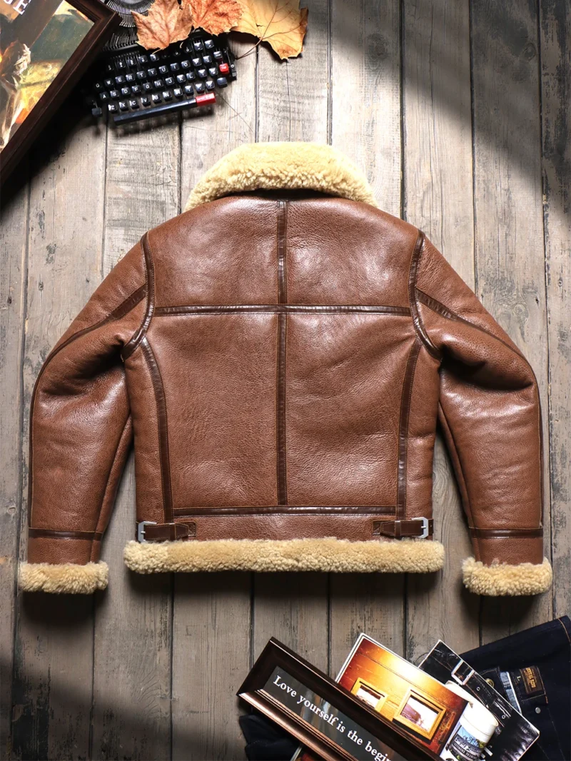 Premium Men's B3 Bomber Shearling Leather Winter Jacket with Wool Interior - Image 2