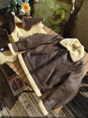 Premium Sheepskin B6 Pilot Jacket with Genuine Fur for Men