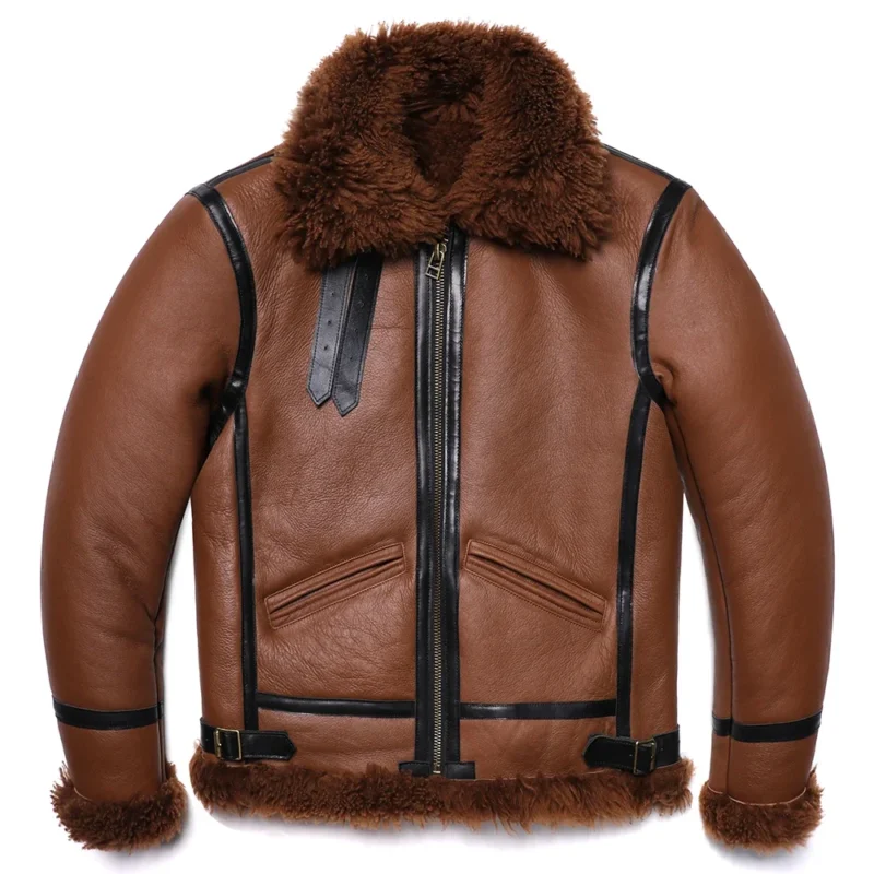 Premium Sheepskin Shearling Flight Jacket with Wool Lining for Men - Image 2
