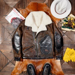 Premium Sheepskin Aviator Jacket with Shearling Lining for Men