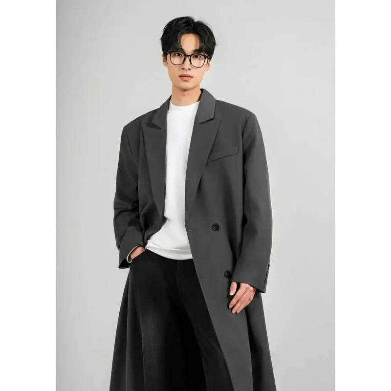 Men's Double Breasted Mid-Length Trench Coat with Belt - Image 7