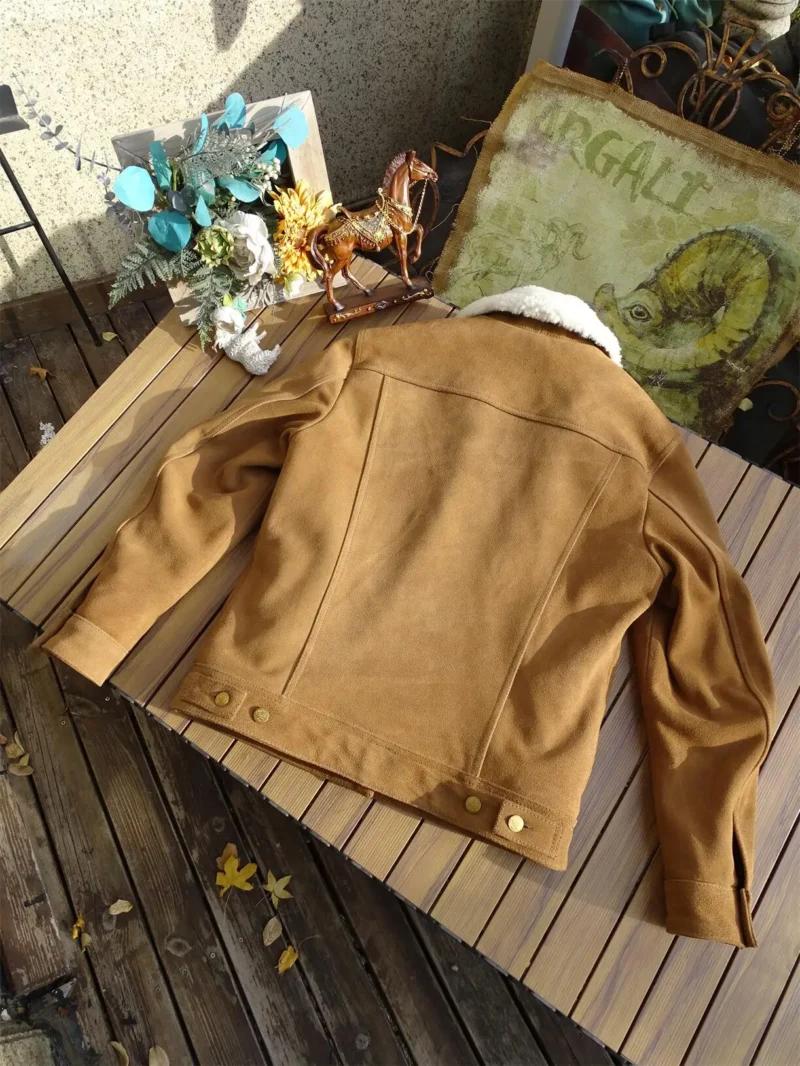 Premium Suede Shearling Lined Winter Leather Jacket for Men - Image 3