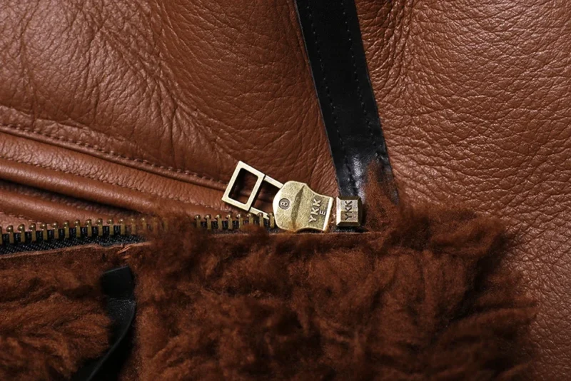 Premium Sheepskin Shearling Flight Jacket with Wool Lining for Men - Image 6