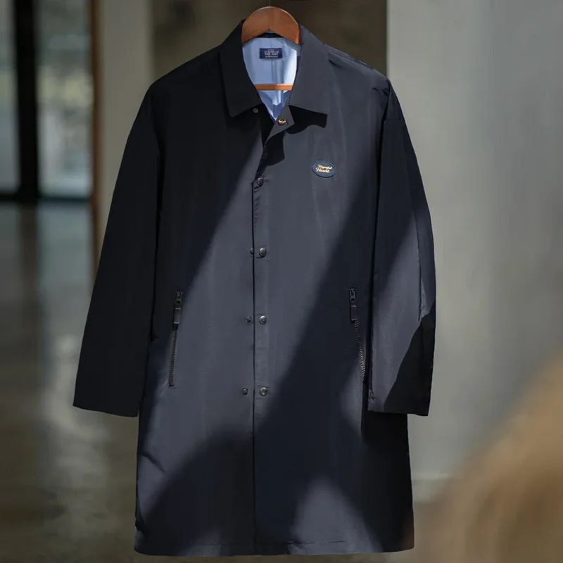 Men's Vintage Balmacaan Waterproof Trench Coat with Classic Collar - Image 7