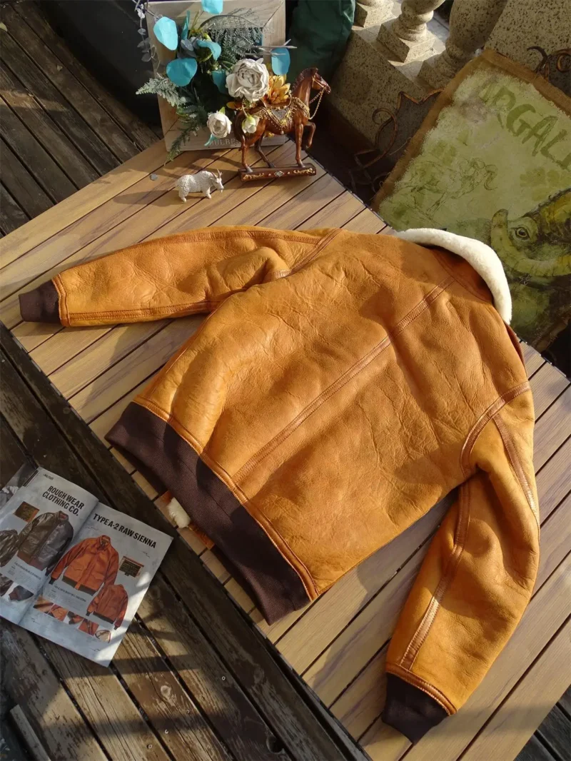Premium Shearling A2 Aviator Jacket with Horsehide Exterior for Men - Image 2
