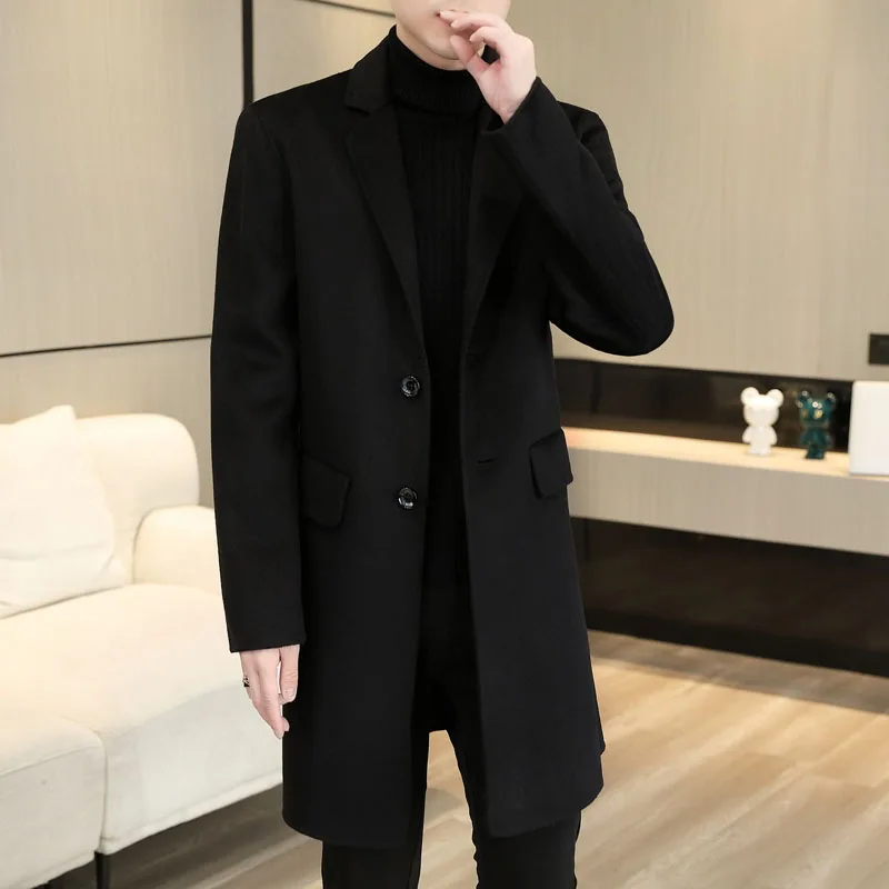 Classic single breasted wool car coat showing traditional design elements