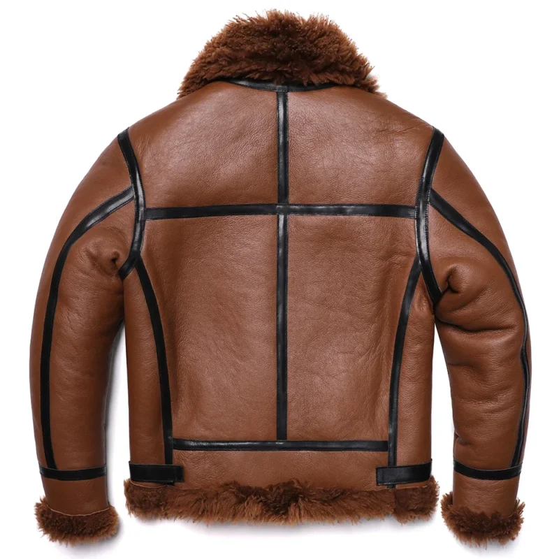 Premium Sheepskin Shearling Flight Jacket with Wool Lining for Men - Image 5