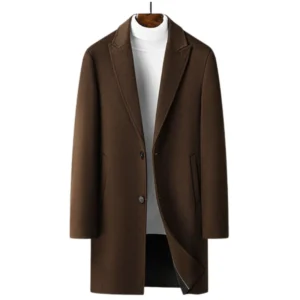 Premium Wool Blend Mid-Length Overcoat for Men