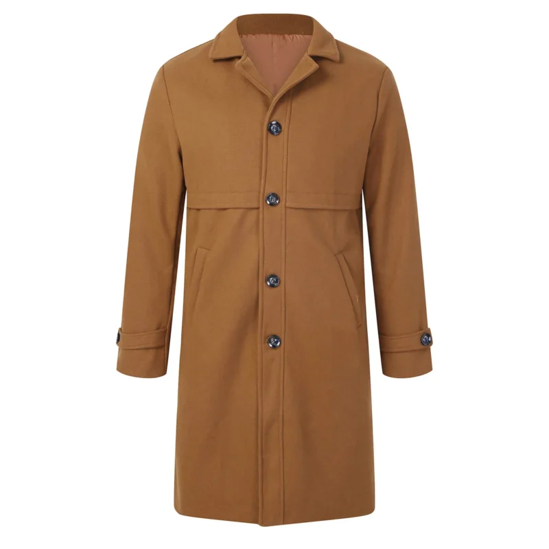 Classic Men's Winter Trench Coat with Detachable Hood - Image 4