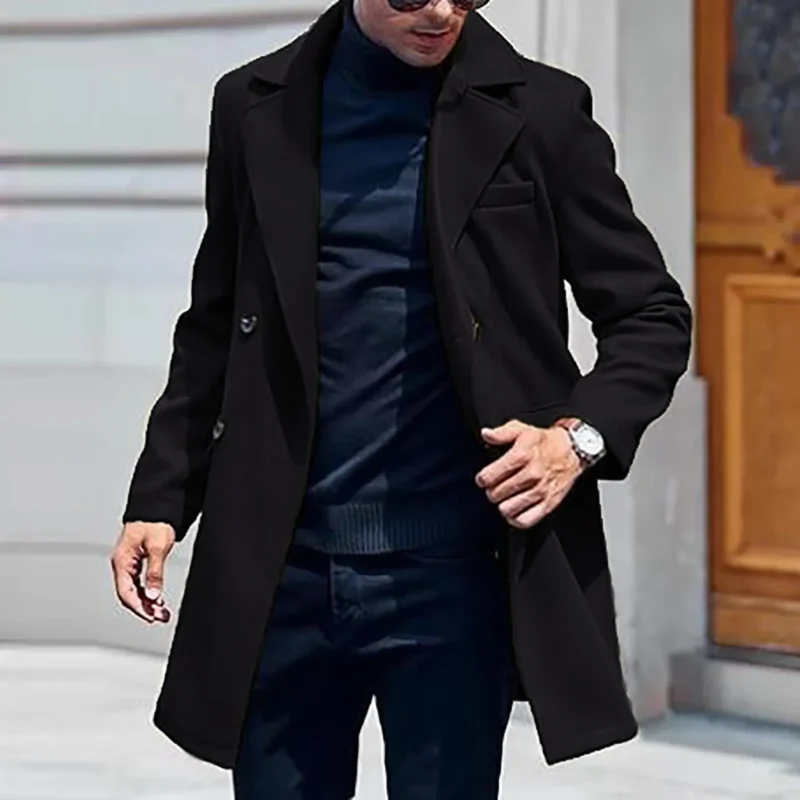 Classic Men's Double Breasted Trench Coat with Detachable Hood - Image 2