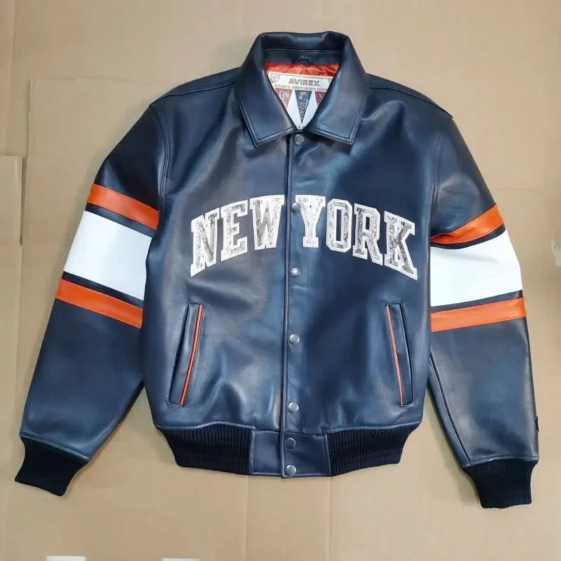 Premium Sheepskin Leather Bomber Jacket with Turn-Down Collar for Men - Image 4