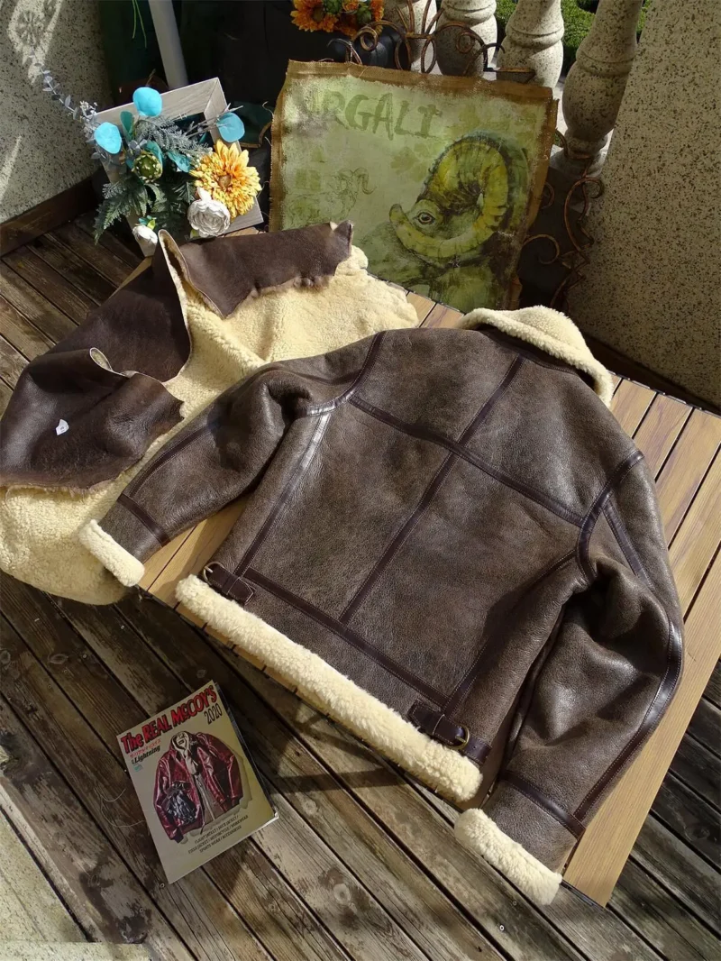 Premium Sheepskin B6 Pilot Jacket with Genuine Fur for Men - Image 2
