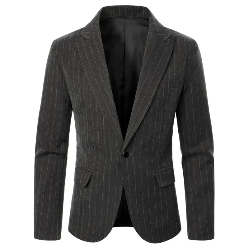 Men's Classic Single Breasted Suit Jacket with Notched Lapel - Image 2