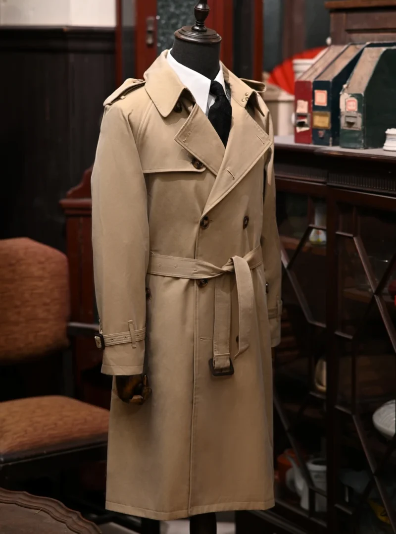Classic Double Breasted Extra Long Trench Coat for Men - Image 8