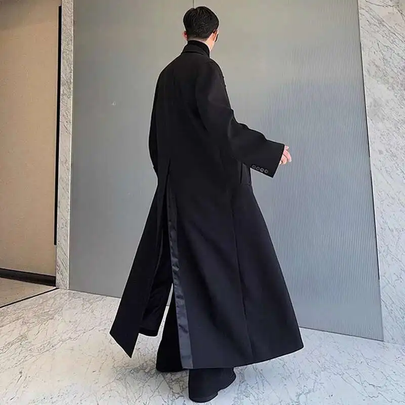 Double-breasted wool blend pea coat in classic navy showing versatile styling