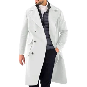Classic Men's Single Breasted Overcoat Winter Wool Blend Jacket